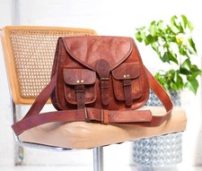 Damen Handtasche Vintage Echt Braun Leder Umhängetasche Schultertasche...