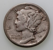 1928-D 10C Merkur Dime IN