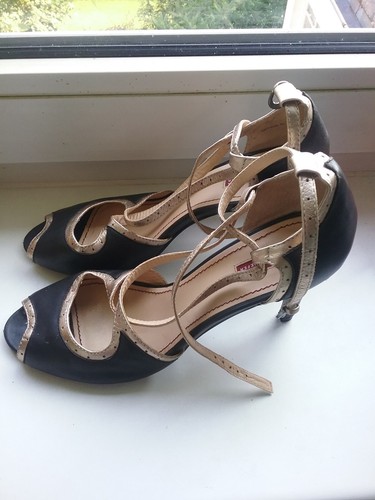 Leder slingback schuhe - leder,