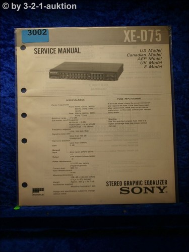 Sony service manual d75 - sony, xe