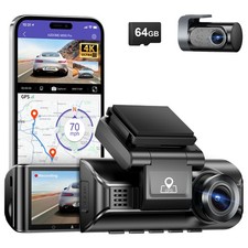 AZDOME 2CH 4K+1080P Dashcam 5G WiFi GPS Dual Autokamera 170° 24H Parkmodus 64GB