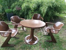 DDR - Ernst Moeckl Design Z - 4 x Z Stuhl mit Tisch, Original 70er Jahre 