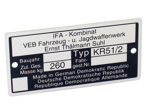 Typenschild kr51 - typenschild, kr51/2