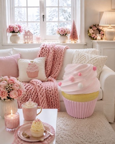 Cup cake hocker - cake, rosa