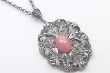 Halskette 835 SILBER silver argento collana argent pendant Rhodochrosit vintage