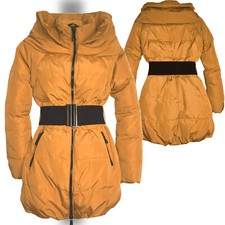 warme DAUNENJACKE Cognac Gr.34 XS Parka Steppjacke Jacke WINTERJACKE Gürtel