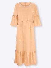 Mode von Heine Damen Kleid Leinen Midikleid apricot Gr. 40 NEU