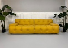 Roche Bobois Blogger 3 Sitzer Designer Sofa Leder Gelb Couch