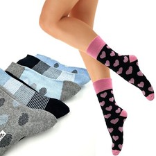 5 - 10 Paar Damen Premium Socken ohne Gummi Baumwolle Mischfaser Farbmix Muster
