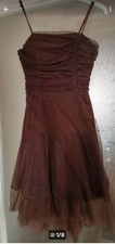 Kleid braun Spitze Gr 34 LISSA Paris 3 lagig hinten etwas länger