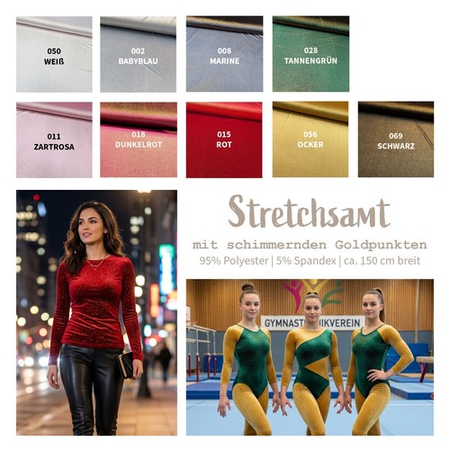Stretchsamt goldpunkte stoff - stretchsamt,