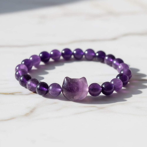 Amethyst kugelarmband katze - amethyst,