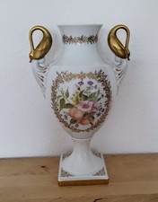  Kaiser Porzellan Schwanenhals-Vase Amphore Blumen/Gold 33 cm Höhe handbemalt