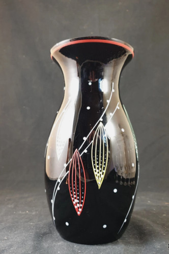 Schwarzglas hyalithglas vase - schwarzglas,