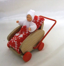 Kinderwagen und Baby 1:12 ✿ Sportwagen ✿ von CACO ✿ Puppe Puppenhaus/Puppenstube