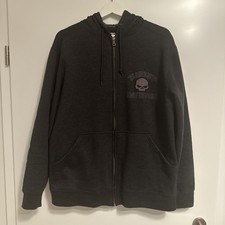 Harley Davidson Sweatjacke Hoodie, Kängurutaschen Gr. M, dunkelgrau fast Schwarz