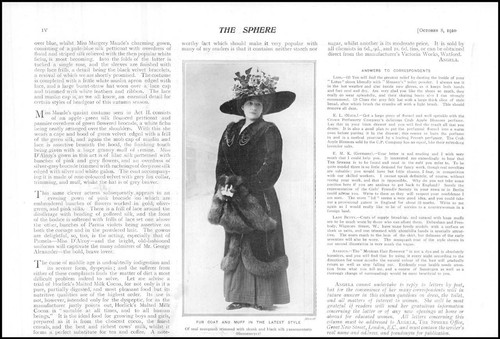 1910 mode pelzmantel muff - 1910,