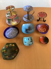 DDR Emaille Schalen/Etagere/Kerzenständer, Mehrfarbig, 9 Stück Vintage