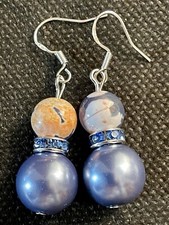 Satinglanz Glasperlen mit Feuerachat-Perlen