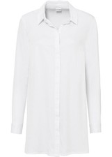 Longbluse mit Schlitz Gr. 36 Weiß Damen Langarm-Bluse Hemd Shirt Tunika Neu