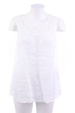 120%lino Blusentop Bluse Top Leinen Spitze I 40 = D 34 weiß
