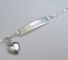 Frauen Kinder Gravur Armband Armkette Datum Name Echt Silber 925 Herz Anhänger