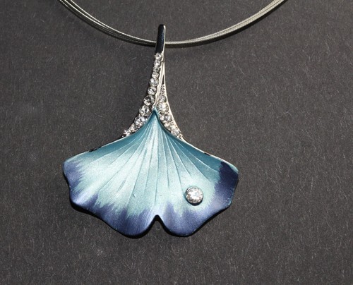Collier ginkgo blatt blau lila - collier, blau-lila