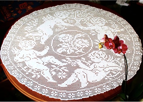 Tischdecke rund gehäkelt - gehäkelt,, 4