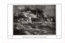 Seeschlacht bei Coronel - Hans Bohrdt - 1915 - Historischer Kunstdruck ~16x24cm