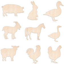 Creative Deco Personalisierte Holztiere Bauernhoftiere zum Bemalen 10-100 cm