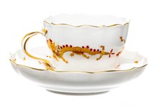 Kaffeegedeck gelb roter drache - kaffeegedeck,