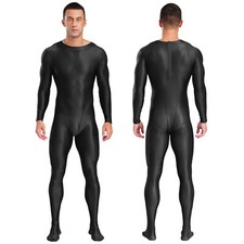 Herren Ganzkörper Jumpsuit ölglänzend Einteiler Body Sport Skinny Gymnastikanzug