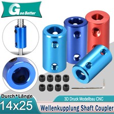 Wellenkupplung Shaft Coupler D14 x L25 Alu starr 3D Druck Modellbau Welle