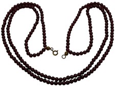 🖤 Granat Halskette Collier 2-reihig Perlenkette Antikschmuck - 45,5 cm / 32,18g