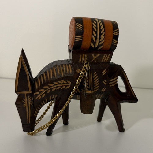 Holzfigur esel braun schwarz - esel, braun/schwarz