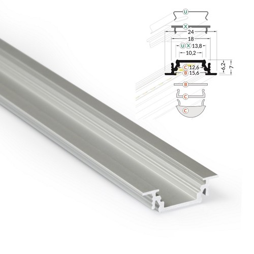 Alu leiste groove 10 - 1m,