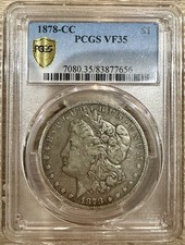 US Morgan Dollar 1878 CC PCGS Gold Shield VF35 Carson City Mint