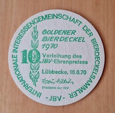 * ALTER BIERDECKEL * BRAUEREI ERNST BARRE LÜBBECKE GOLDENER BIERDECKEL 1970