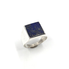 925 Silber Ring klassischer Siegelring Lapislazuli quadrat Herren Schmuck RW 59