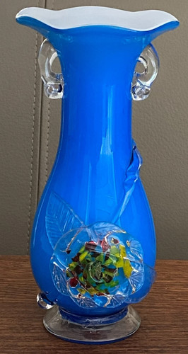 Vintage glasvase blau - vintage,