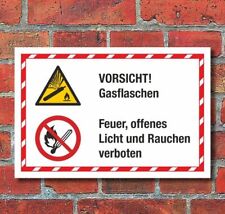 Kombischild Vorsicht Gasflaschen Feuer Licht Rauchen verboten 3 mm Alu-Verbund