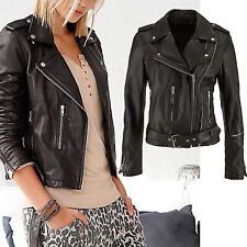 Lederjacke ECHTLEDER BIKERJACKE Übergangsjacke Jacke Taupe Braun Gr.34/36 XS/S