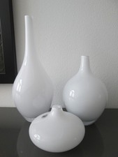 3 Stück Ikea Salong Vase Blumenvase Vasen Glas weiß  31 / 21 / 11 cm  Deko TOP
