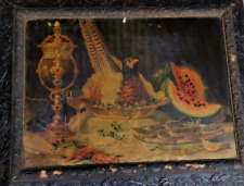 alter Bilderrahmen antik Gründerzeit Ornamentrahmen mit Öldruck fürstliche Tafel