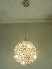 Moderne Halogen Kugel Deckenleuchte "Vanessa" aus Alu-Drahtgeflecht, Pendellampe