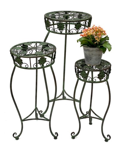 Blumenhocker metall grün rund - grün,