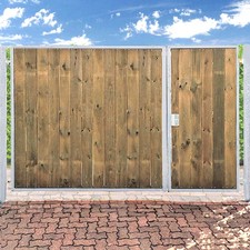 Einfahrtstor 300x160 cm Verzinkt mit Holz asymmetrisch Holztor ANNA Gartentor