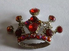 Brosche Antik Krone Rot  AB