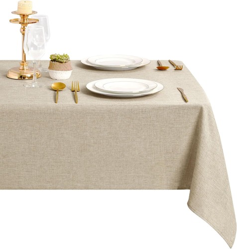Tischdecke leinenoptik beige - tischdecke,