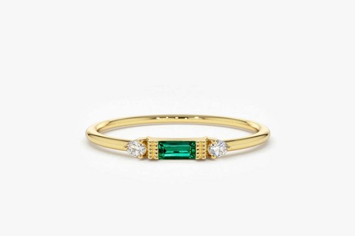 Damen smaragd baguette 08ct - smaragd, 0,08ct